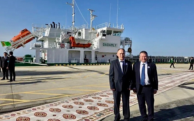 РС принял участие в церемонии первого рейса туркменского сухогруза «GADAMLY»